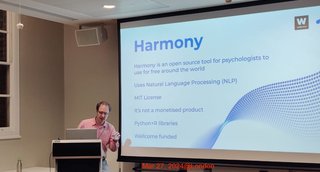 Thomas Wood presenting Harmony at AI Camp on 27 March 2024